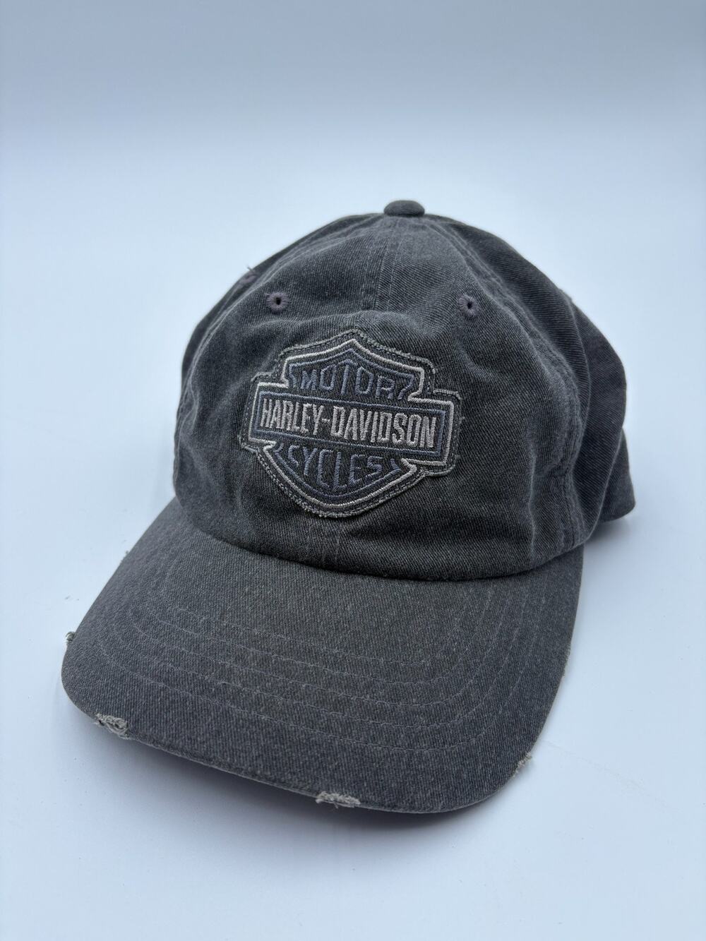 Vintage Harley Davidson Hat Men's Charcoal Grey Logo Embroidered Strapback